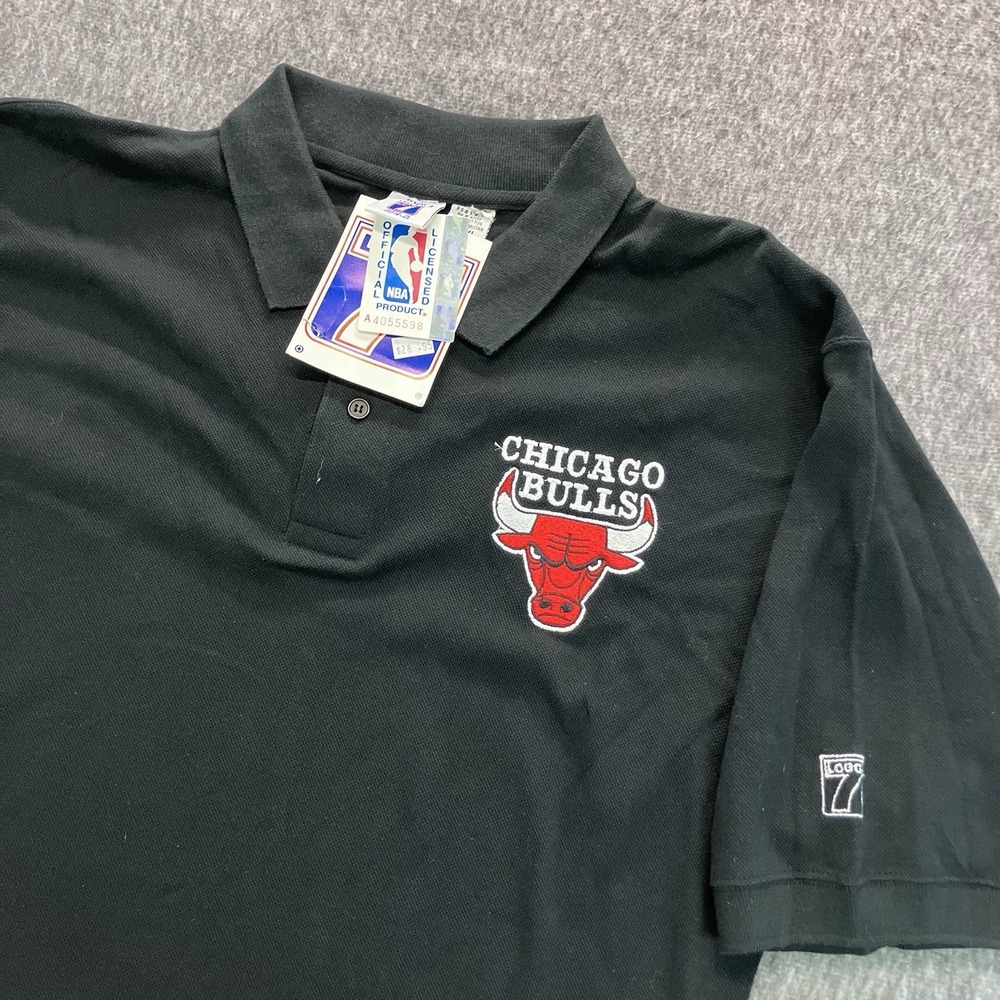 Vtg Chicago Bulls LOGO 7 Polo Shirt Size XL NWT